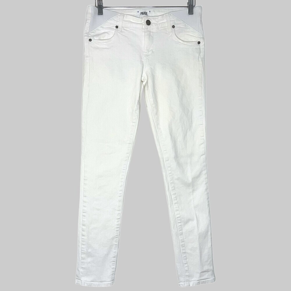 Paige Maternity Skyline Ankle Peg Skinny Jeans Womens 26 Optic White Low Rise